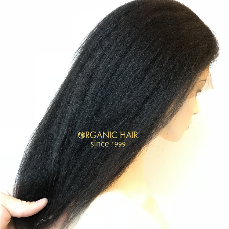 Full lace wigs human hair on sale kinky straight #4 & natural color X104